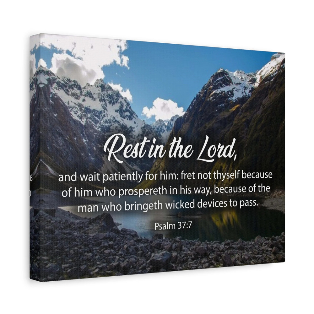 Bible Verse Canvas Rest in The Lord Psalm 37:7 Christian Home Decor Scripture